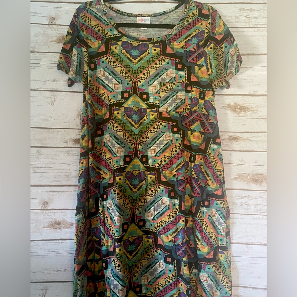 LuLaRoe Carly High Low Hem Swing Dress Size X-Small